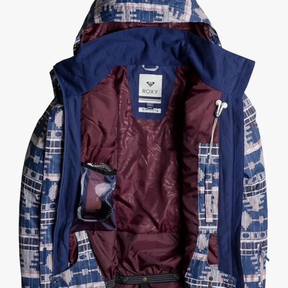 Roxy Navy and Maroon Patterned Jacket